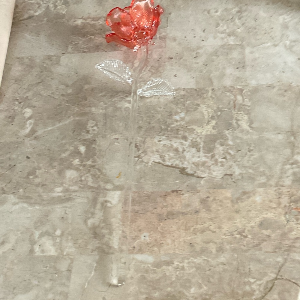 WATERFORD Crystal Long Stemmed Red Rose - Picture 4 of 6
